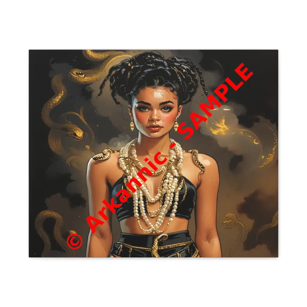 Serpent’s Embrace: Mythical Feminine Power Digital Fantasy PortraitCanvas 24’’ x 20’’ (Horizontal) / 1.25’’ Canvas