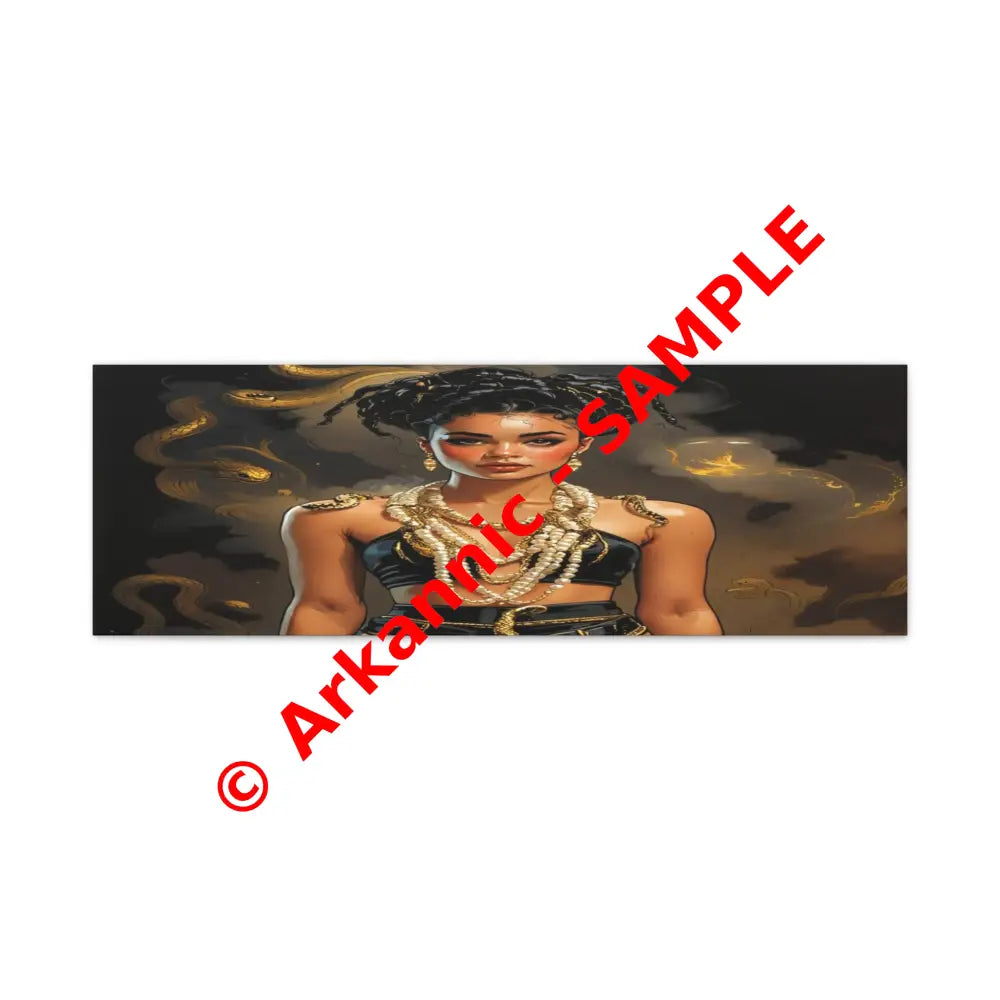 Serpent’s Embrace: Mythical Feminine Power Digital Fantasy PortraitCanvas 36’’ x 12’’ (Horizontal) / 1.25’’ Canvas