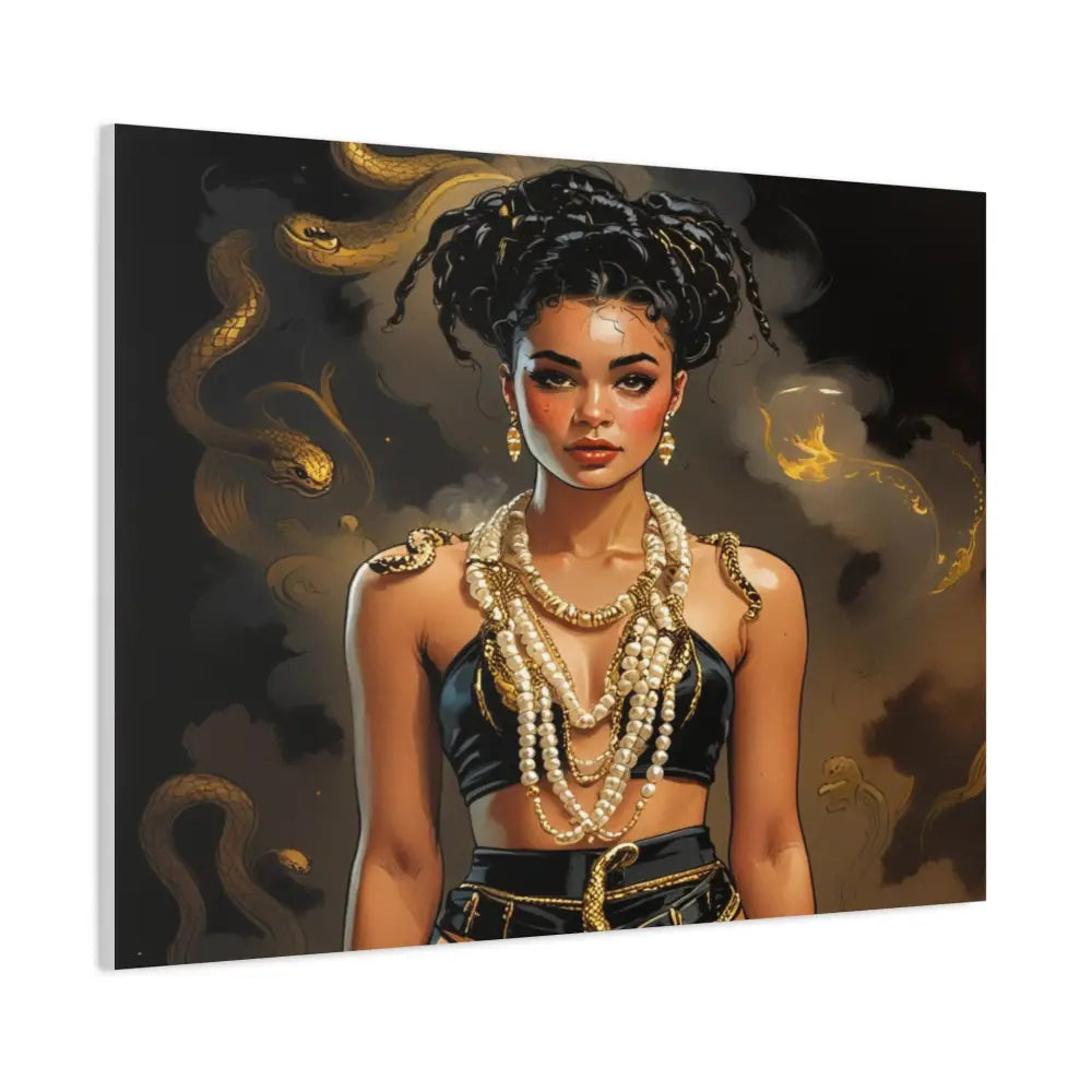 Serpent’s Embrace: Mythical Feminine Power Digital Fantasy PortraitCanvas Canvas