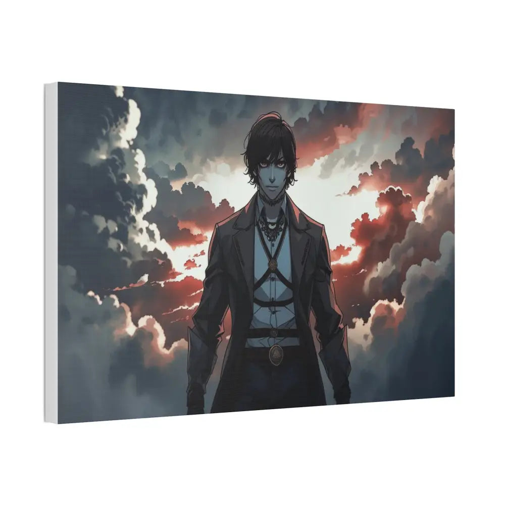 Solitary Horizon: Digital Portrait Dramatic Sunset Narrative Canvas Print Canvas