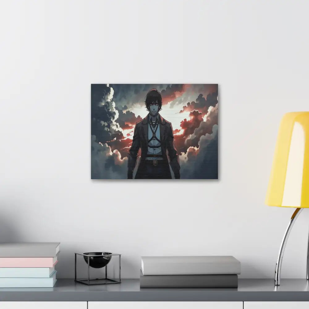 Solitary Horizon: Digital Portrait Dramatic Sunset Narrative Canvas Print Canvas