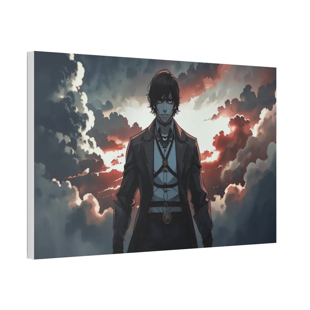 Solitary Horizon: Digital Portrait Dramatic Sunset Narrative Canvas Print Canvas