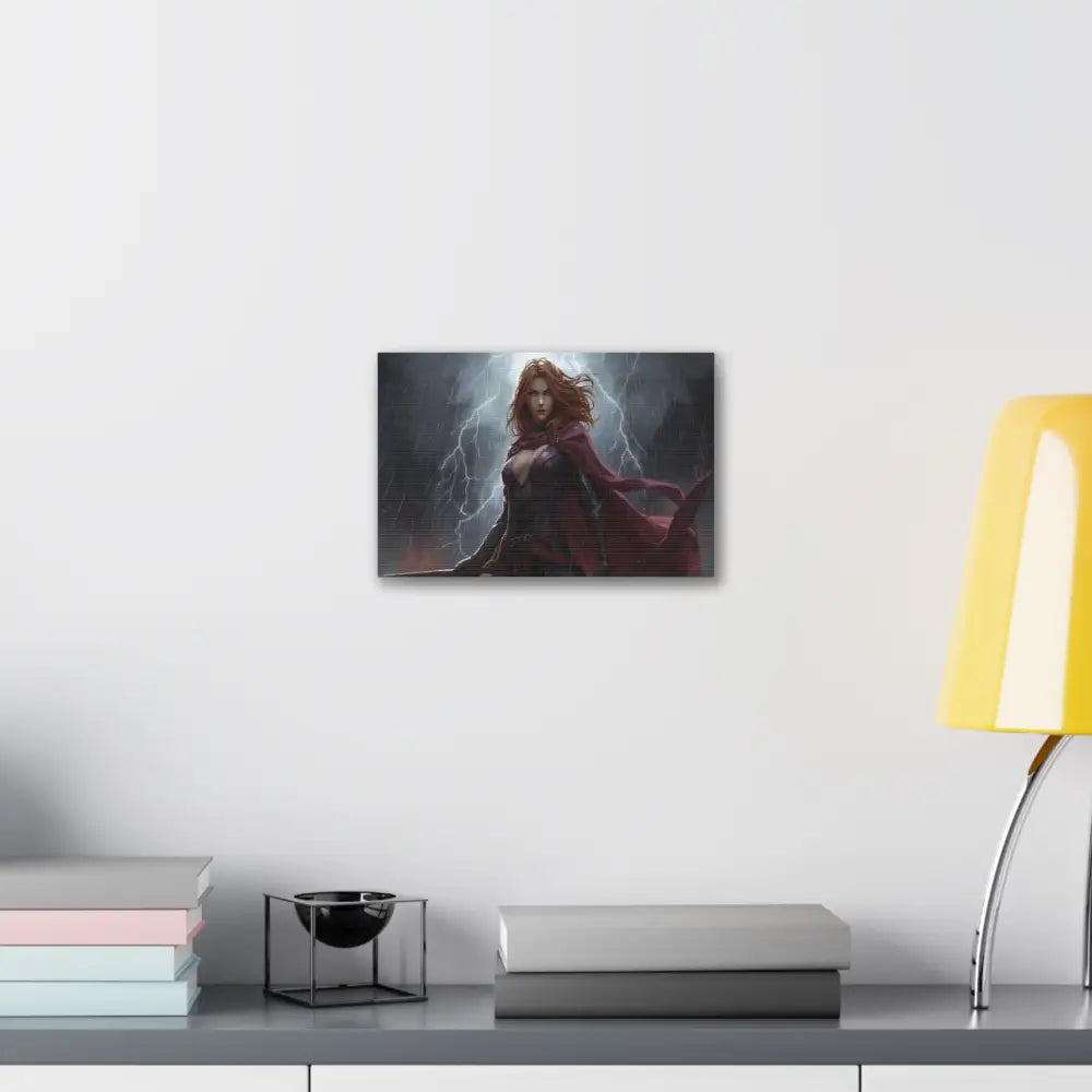 Stormborn Valkyrie: High-Fantasy Digital Warrior Art Dramatic Lightning Storm Battle Scene with Glowing Eyes and Red