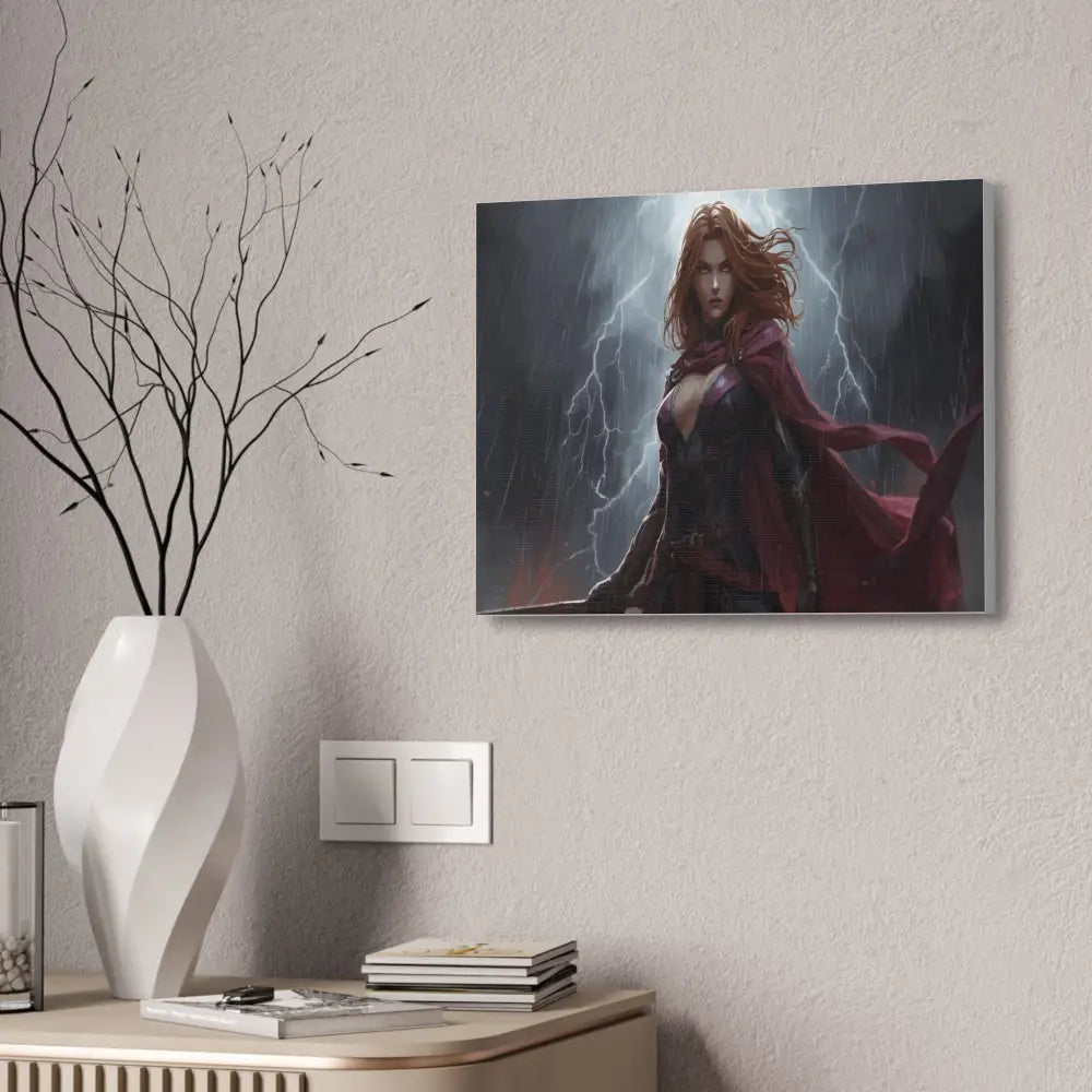 Stormborn Valkyrie: High-Fantasy Digital Warrior Art Dramatic Lightning Storm Battle Scene with Glowing Eyes and Red