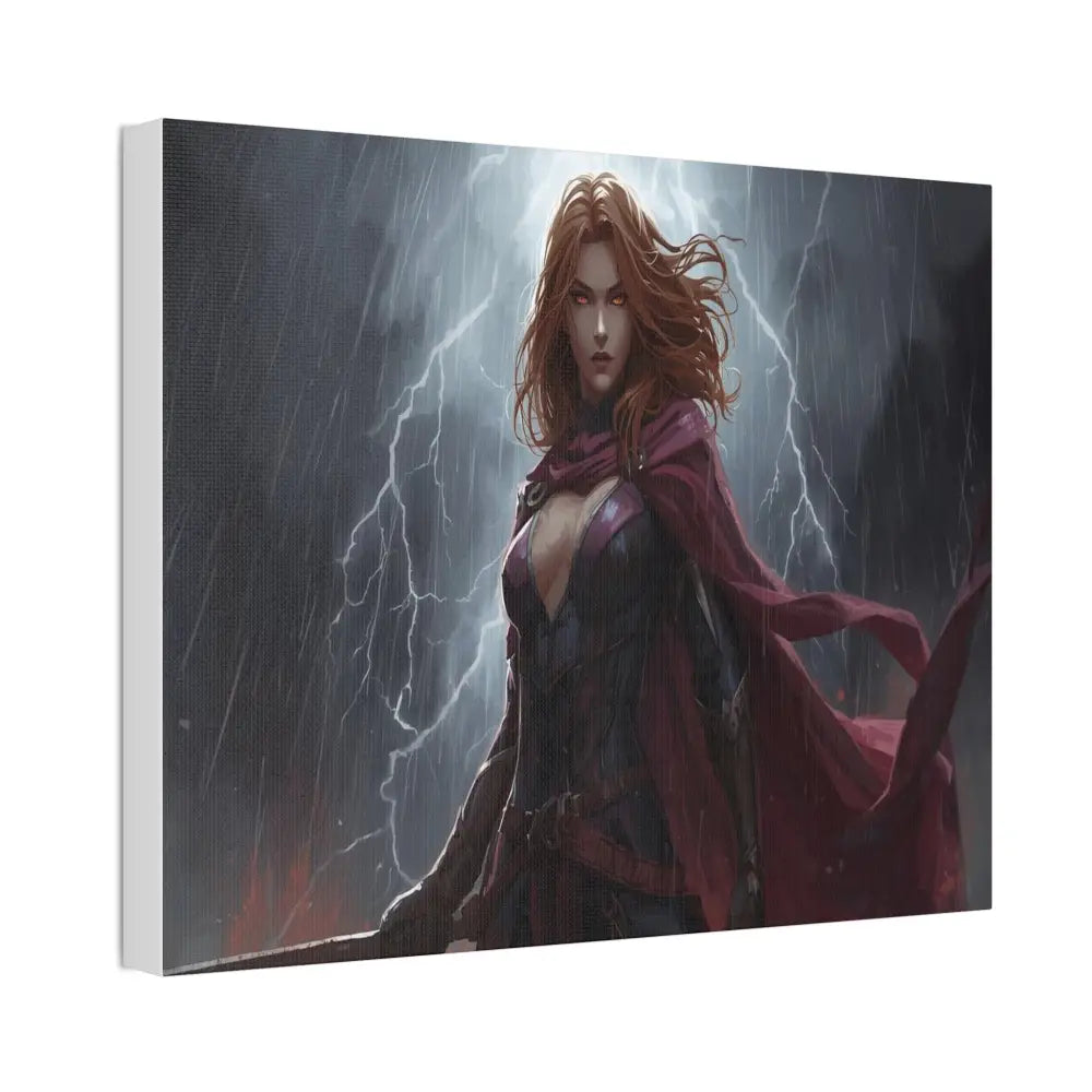 Stormborn Valkyrie: High-Fantasy Digital Warrior Art Dramatic Lightning Storm Battle Scene with Glowing Eyes and Red