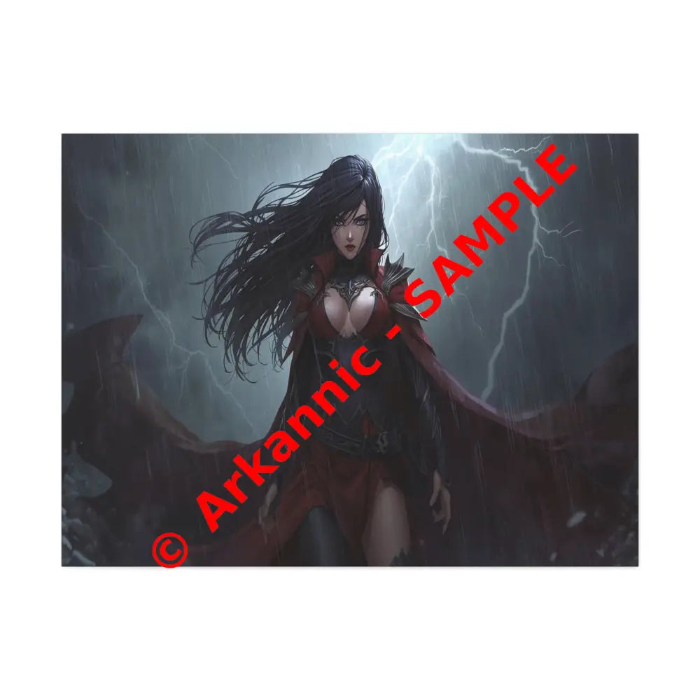 Stormborn Vanguard: Gothic Fantasy Warrior in Stormy Battle Armor High-Quality Semi-Realistic Digital Illustration