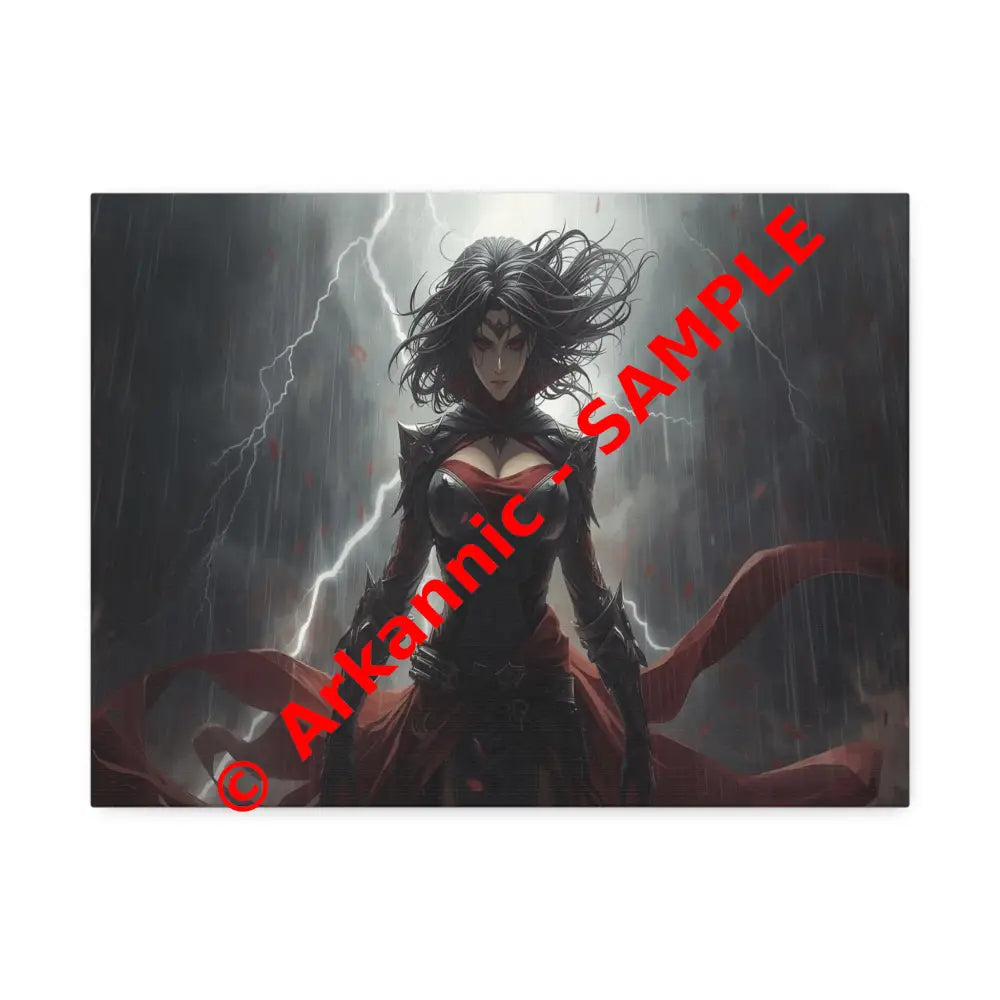 Stormborn Warrior: Dark Fantasy Female Portrait Epic Digital Battle Art Canvas Print 16″ x 12″ (Horizontal) / 1.5’’