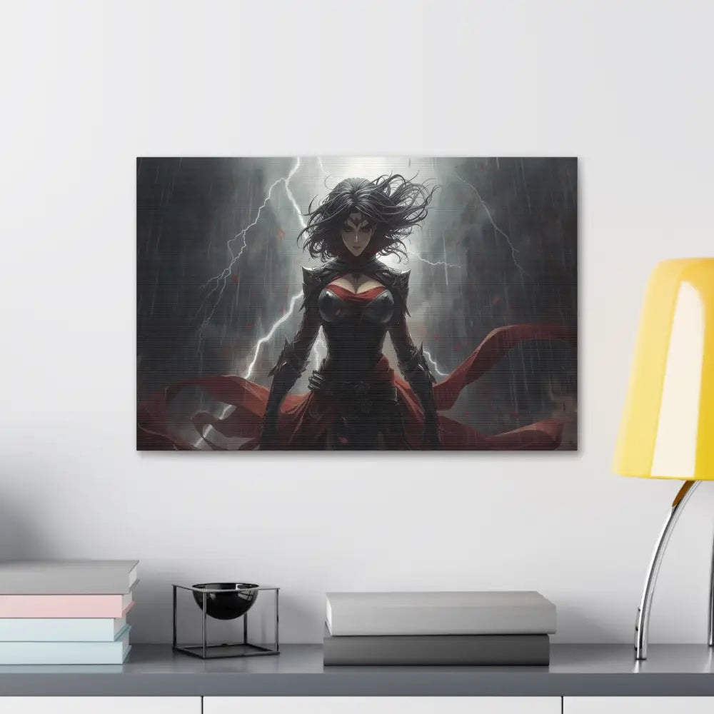Stormborn Warrior: Dark Fantasy Female Portrait Epic Digital Battle Art Canvas Print Canvas