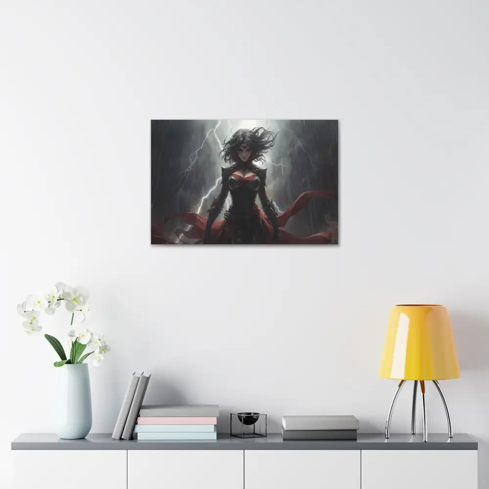 Stormborn Warrior: Dark Fantasy Female Portrait Epic Digital Battle Art Canvas Print Canvas