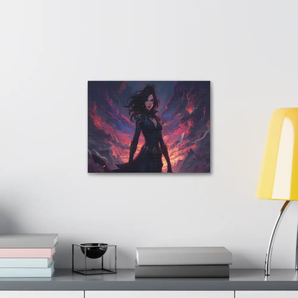 Stormheart Warrior: Epic Fantasy Portrait Digital Art Lightning Landscape Canvas Print Canvas