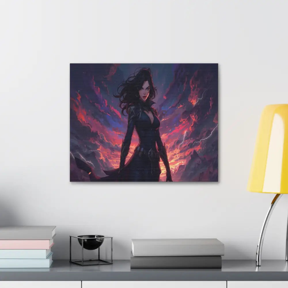 Stormheart Warrior: Epic Fantasy Portrait Digital Art Lightning Landscape Canvas Print Canvas