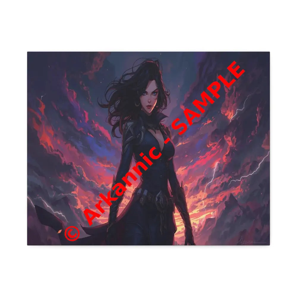 Stormheart Warrior: Epic Fantasy Portrait Digital Art Lightning Landscape Canvas Print 20″ x 16″ (Horizontal) / 1.5’’