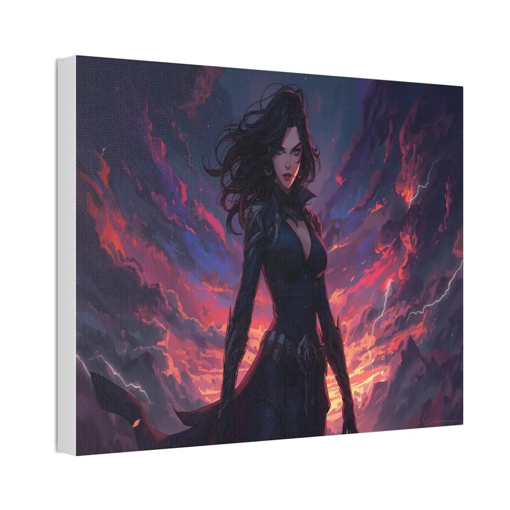 Stormheart Warrior: Epic Fantasy Portrait Digital Art Lightning Landscape Canvas Print Canvas