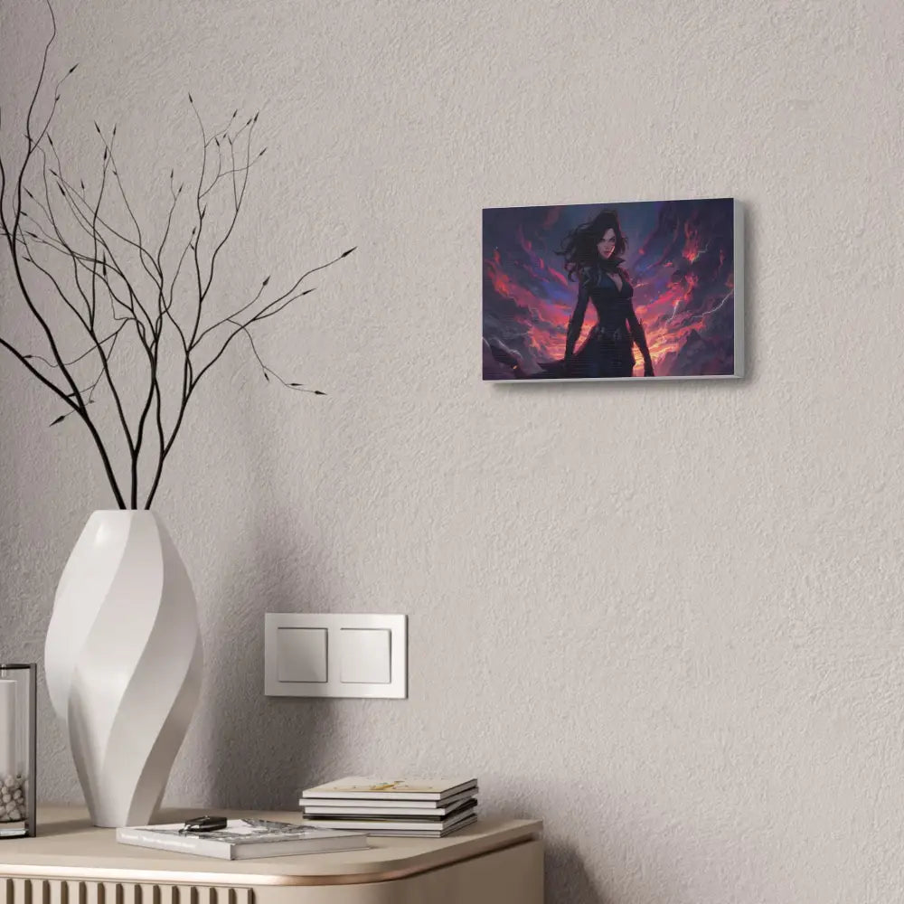Stormheart Warrior: Epic Fantasy Portrait Digital Art Lightning Landscape Canvas Print Canvas