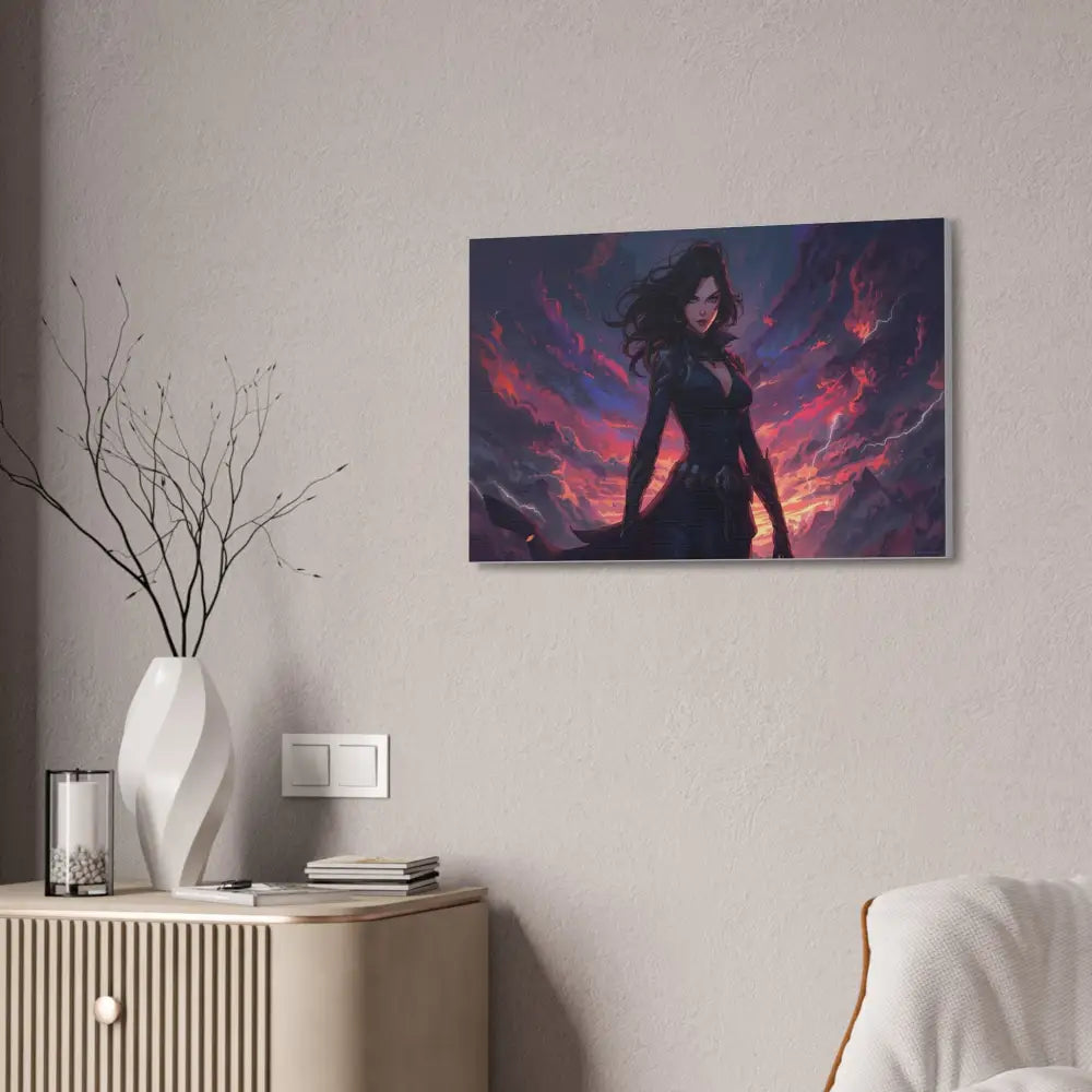 Stormheart Warrior: Epic Fantasy Portrait Digital Art Lightning Landscape Canvas Print Canvas
