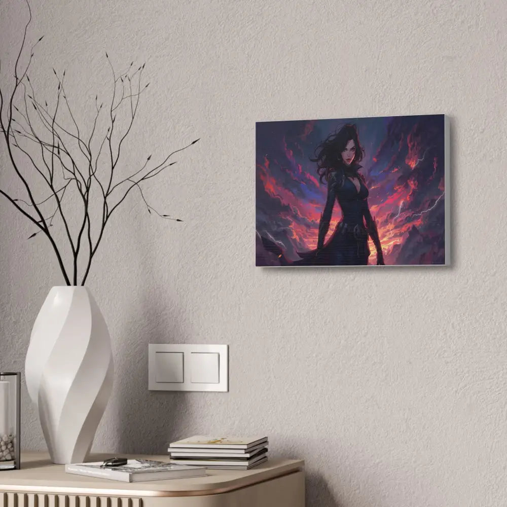Stormheart Warrior: Epic Fantasy Portrait Digital Art Lightning Landscape Canvas Print Canvas