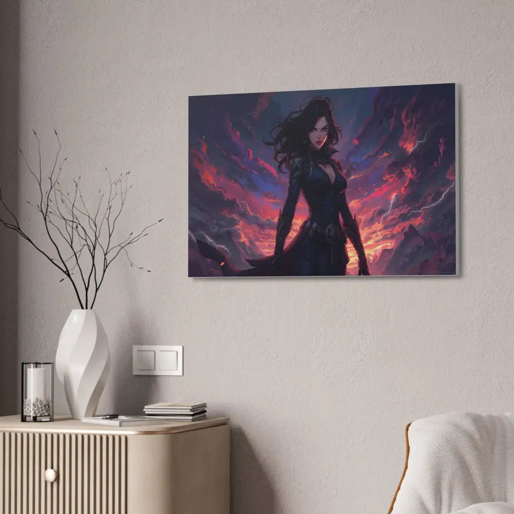 Stormheart Warrior: Epic Fantasy Portrait Digital Art Lightning Landscape Canvas Print Canvas