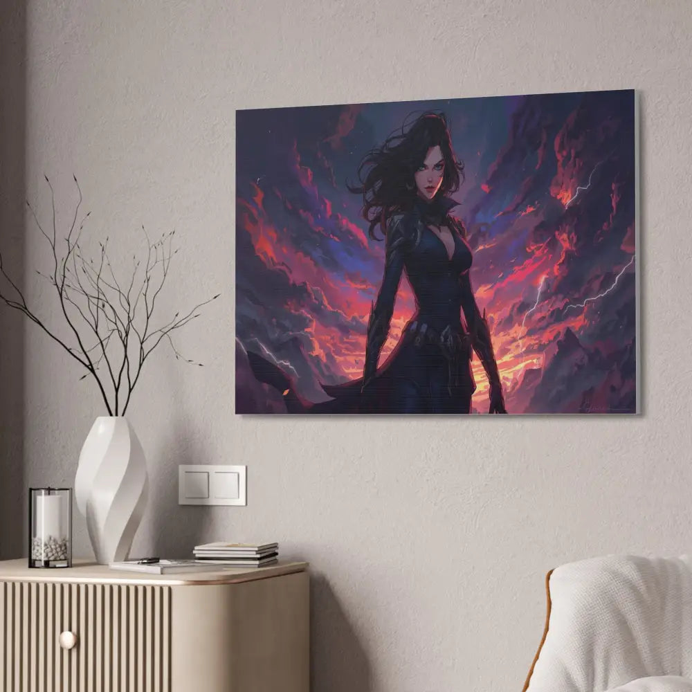 Stormheart Warrior: Epic Fantasy Portrait Digital Art Lightning Landscape Canvas Print Canvas