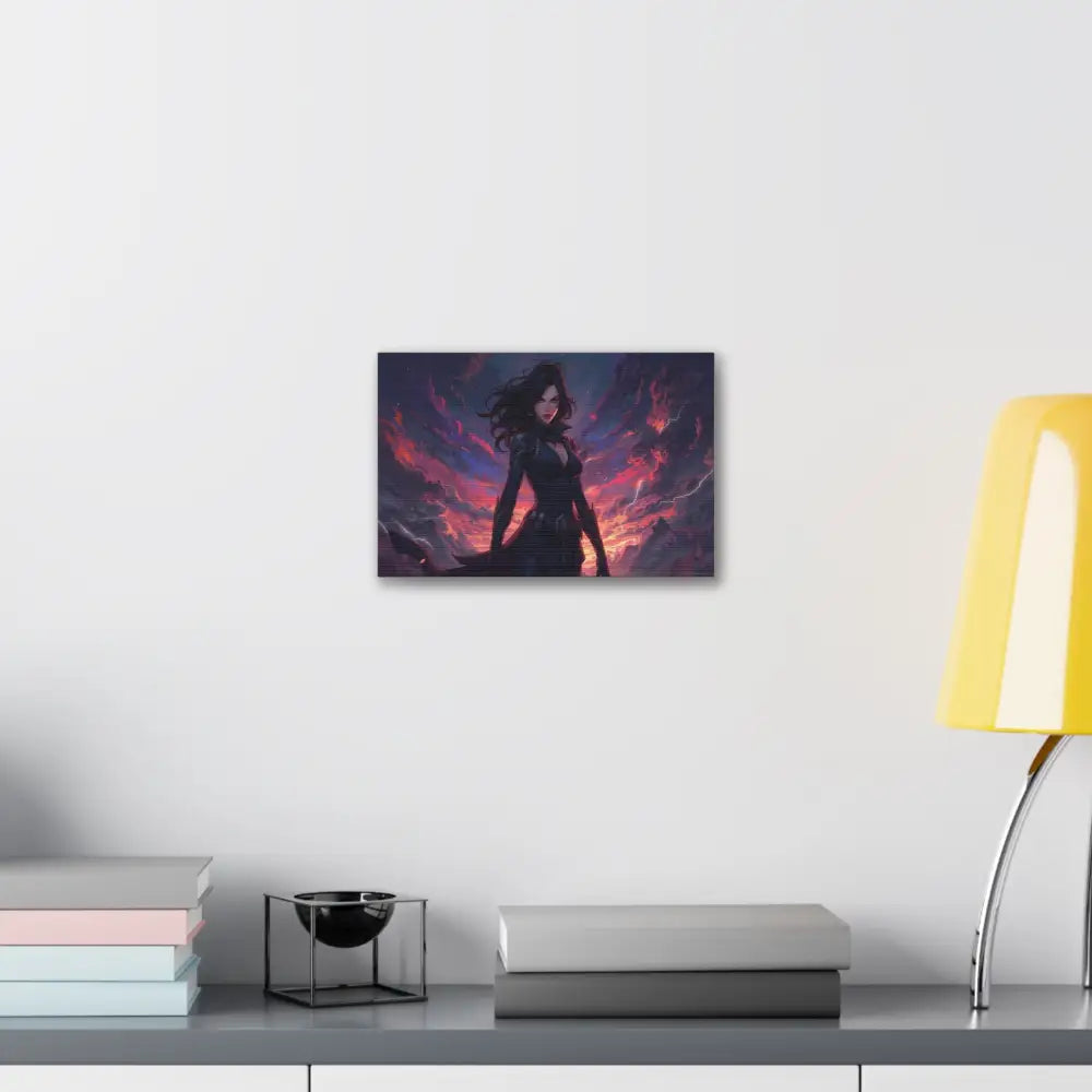 Stormheart Warrior: Epic Fantasy Portrait Digital Art Lightning Landscape Canvas Print Canvas