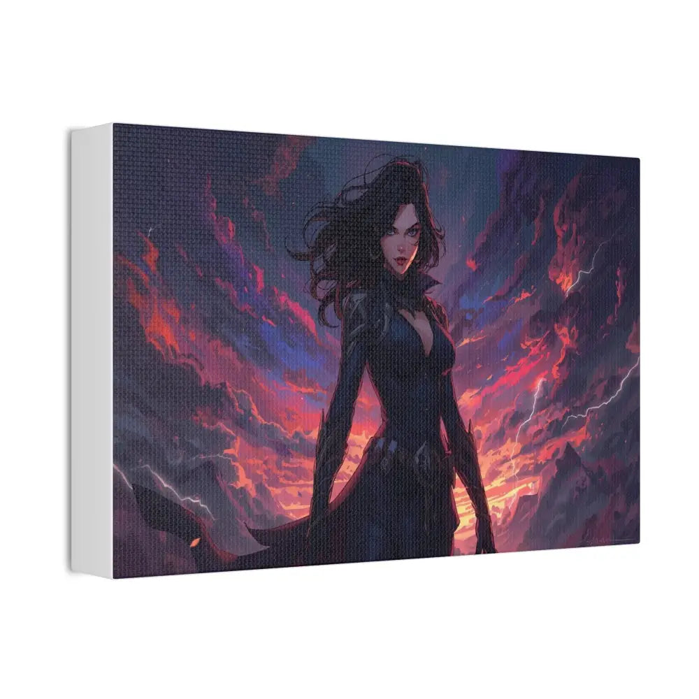 Stormheart Warrior: Epic Fantasy Portrait Digital Art Lightning Landscape Canvas Print Canvas