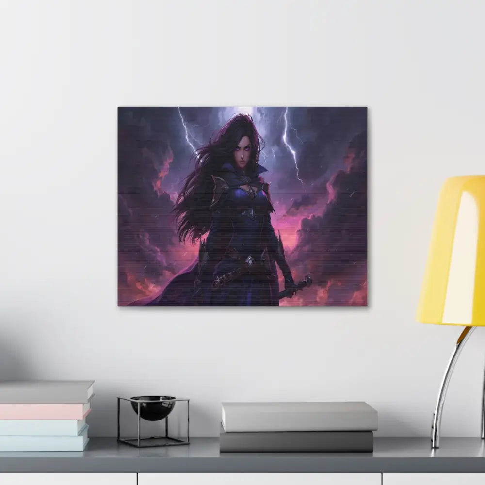 Stormkeeper’s Resolve: Warrior of the Tempest Gothic Fantasy Heroine Canvas Print Canvas