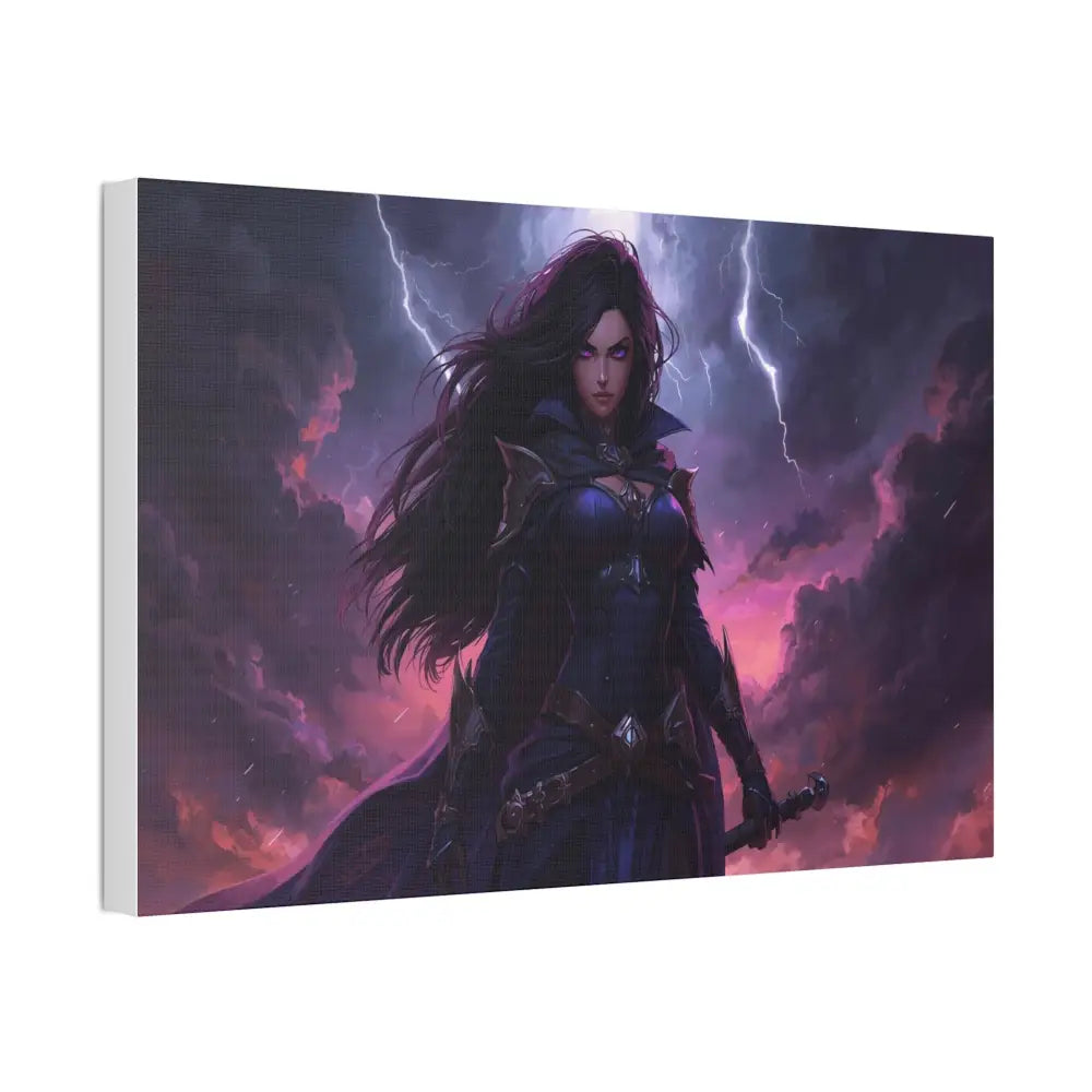 Stormkeeper’s Resolve: Warrior of the Tempest Gothic Fantasy Heroine Canvas Print Canvas