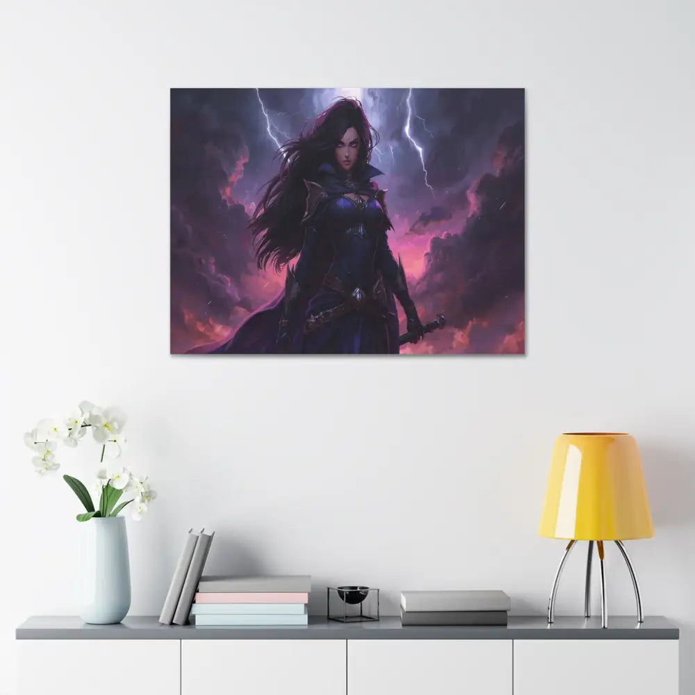 Stormkeeper’s Resolve: Warrior of the Tempest Gothic Fantasy Heroine Canvas Print Canvas