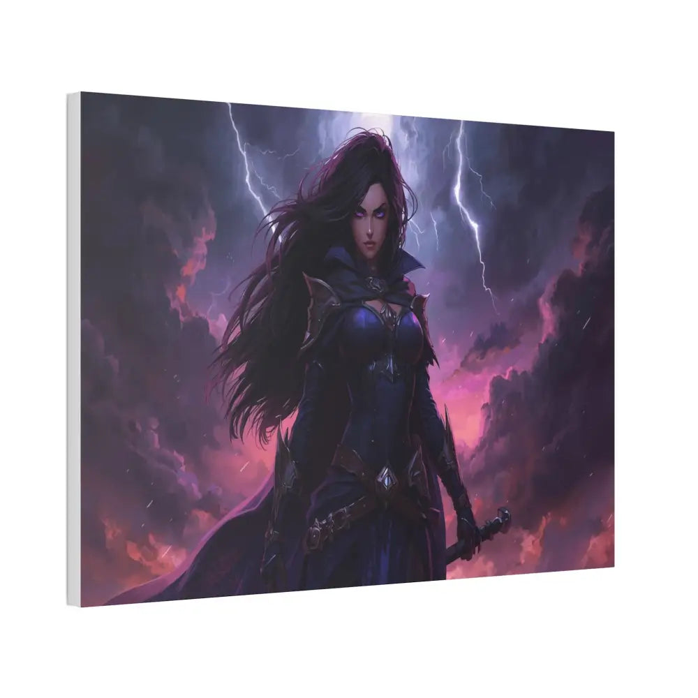 Stormkeeper’s Resolve: Warrior of the Tempest Gothic Fantasy Heroine Canvas Print Canvas