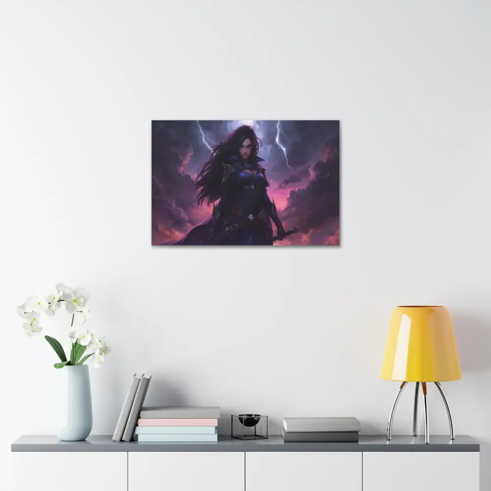 Stormkeeper’s Resolve: Warrior of the Tempest Gothic Fantasy Heroine Canvas Print Canvas