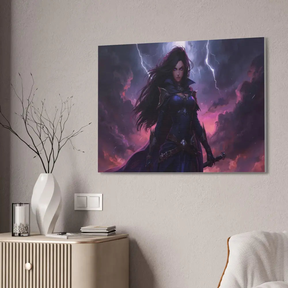 Stormkeeper’s Resolve: Warrior of the Tempest Gothic Fantasy Heroine Canvas Print Canvas