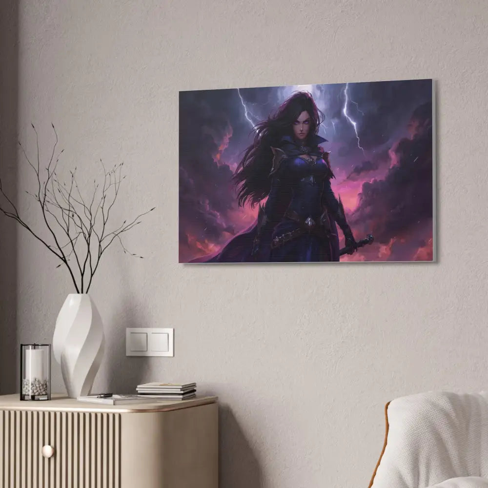 Stormkeeper’s Resolve: Warrior of the Tempest Gothic Fantasy Heroine Canvas Print Canvas