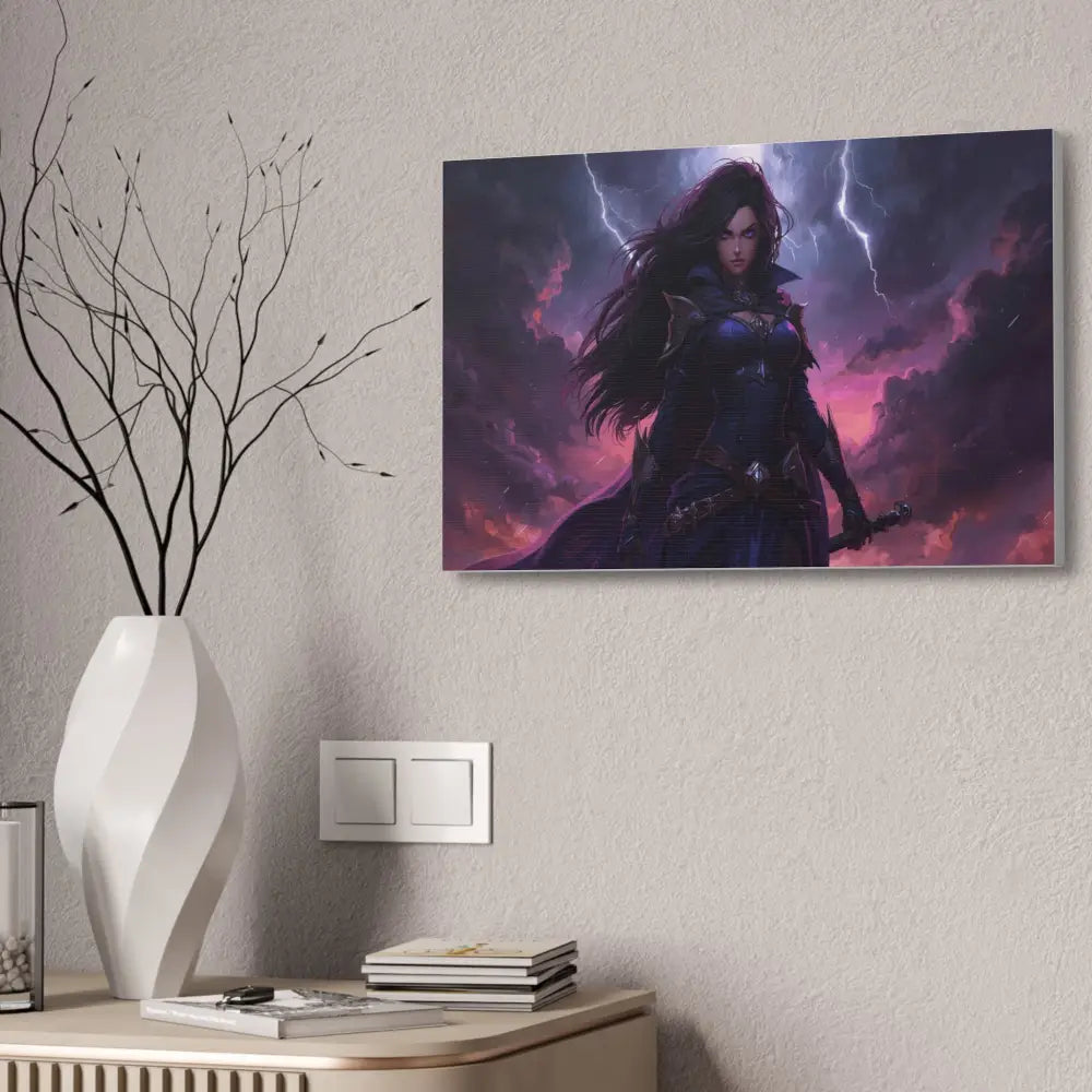 Stormkeeper’s Resolve: Warrior of the Tempest Gothic Fantasy Heroine Canvas Print Canvas