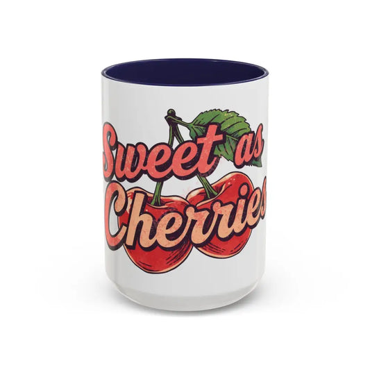 Sweet as Cherries Coffee Mug | Cute Retro Cherry Design | Positive Gift for Coffee Lovers 15oz / Navy Mug