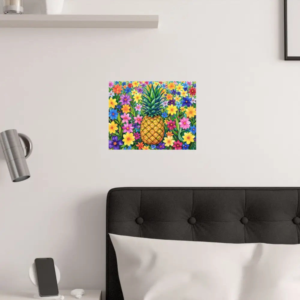 Tropical Botanical Symphony: Pineapple Garden Dreamscape Vibrant Watercolor Floral Composition Poster Poster