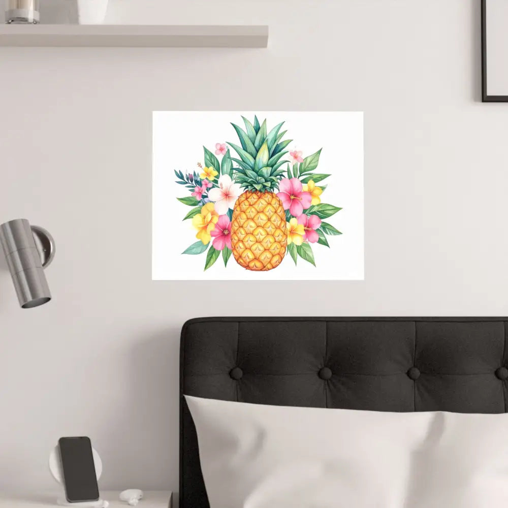 Tropical Pineapple Elegance: Watercolor Botanical Illustration Exotic Fruit Landscape Poster Poster