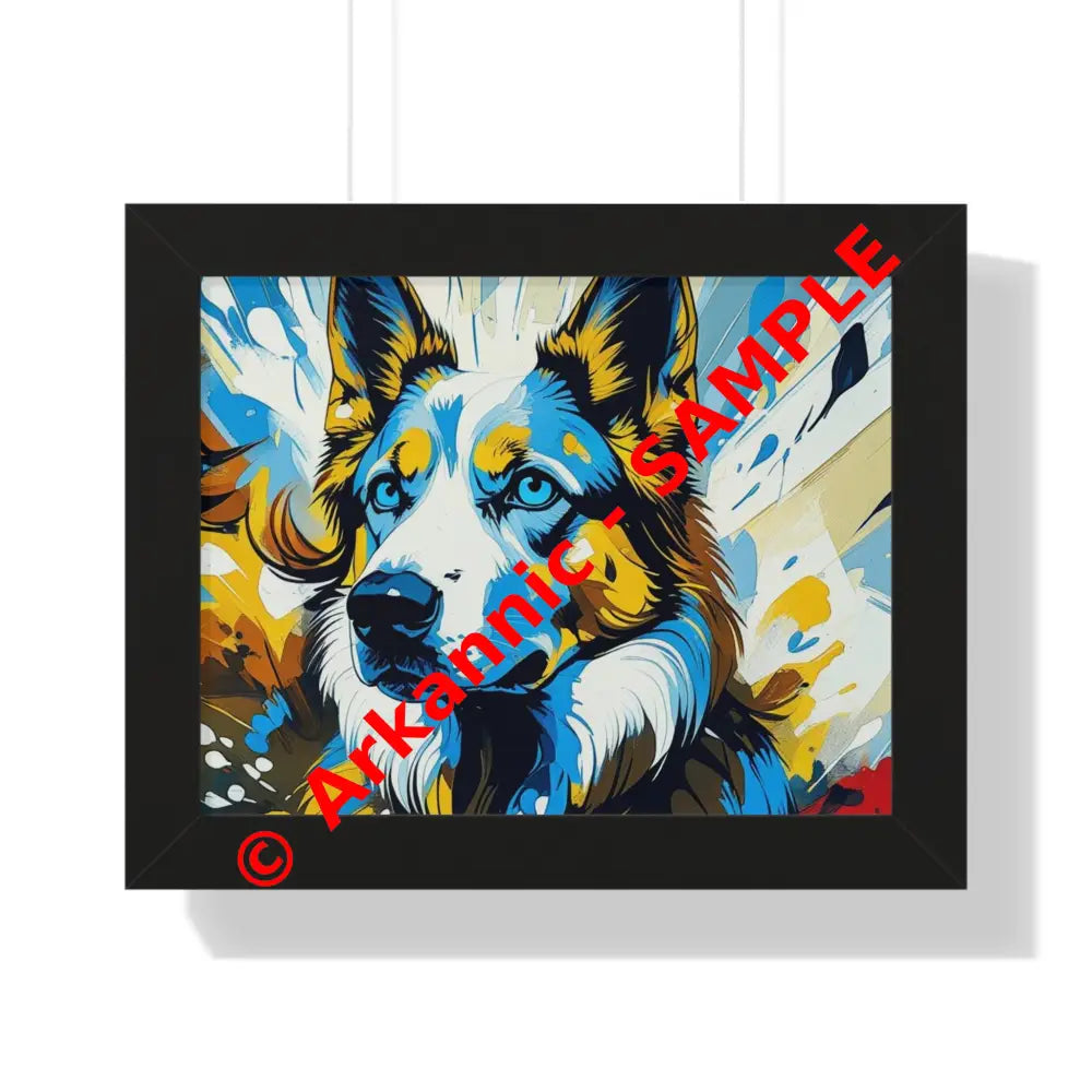 Vibrant Dog Portrait Art Print Framed Dog Poster Animal Lover Wall Decor Gift for Pet Owners Home Gallery Artwork 14″ x