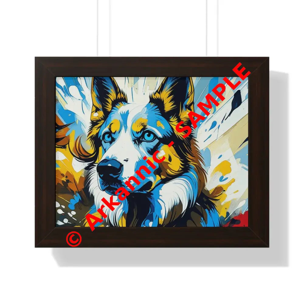 Vibrant Dog Portrait Art Print Framed Dog Poster Animal Lover Wall Decor Gift for Pet Owners Home Gallery Artwork 14″ x