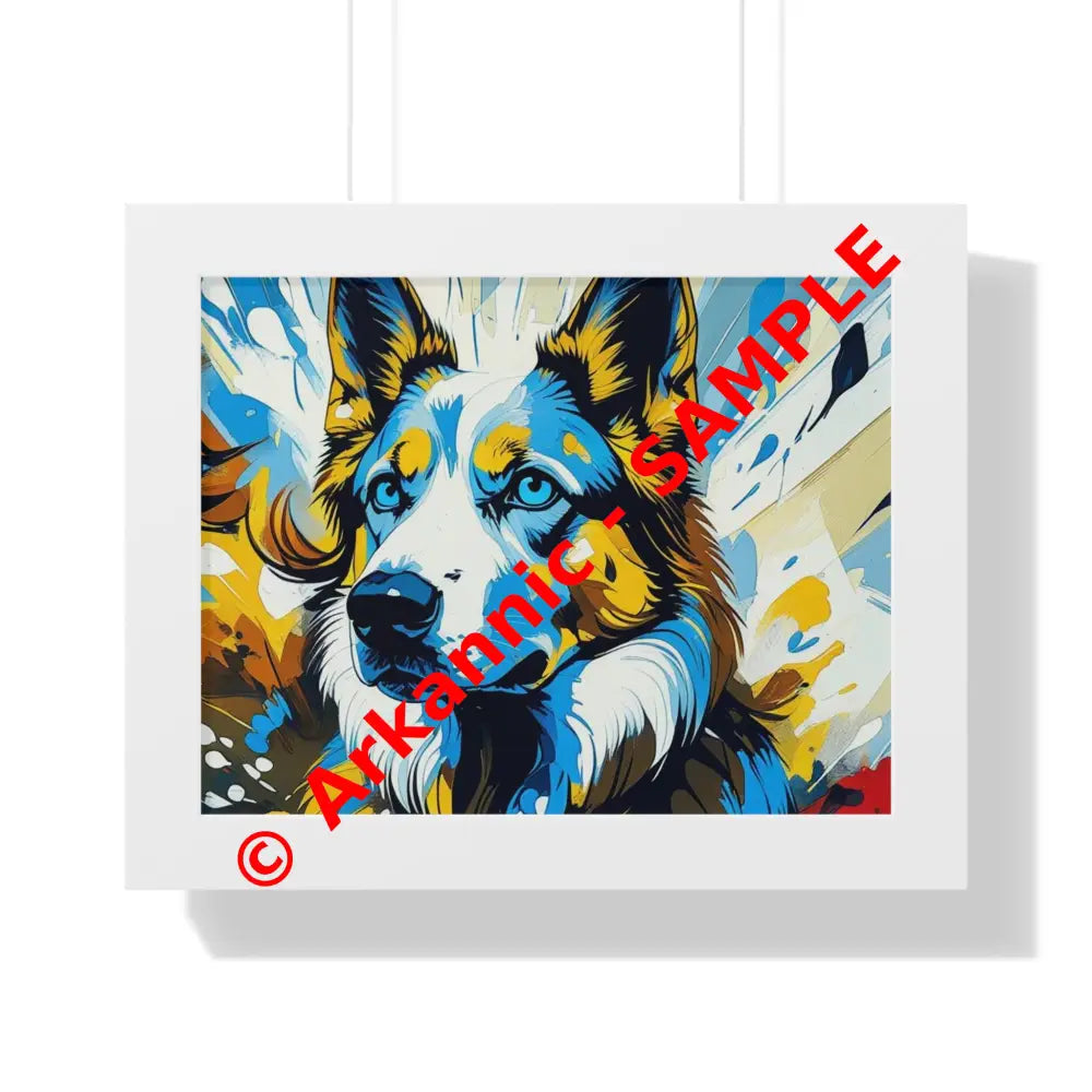 Vibrant Dog Portrait Art Print Framed Dog Poster Animal Lover Wall Decor Gift for Pet Owners Home Gallery Artwork 14″ x