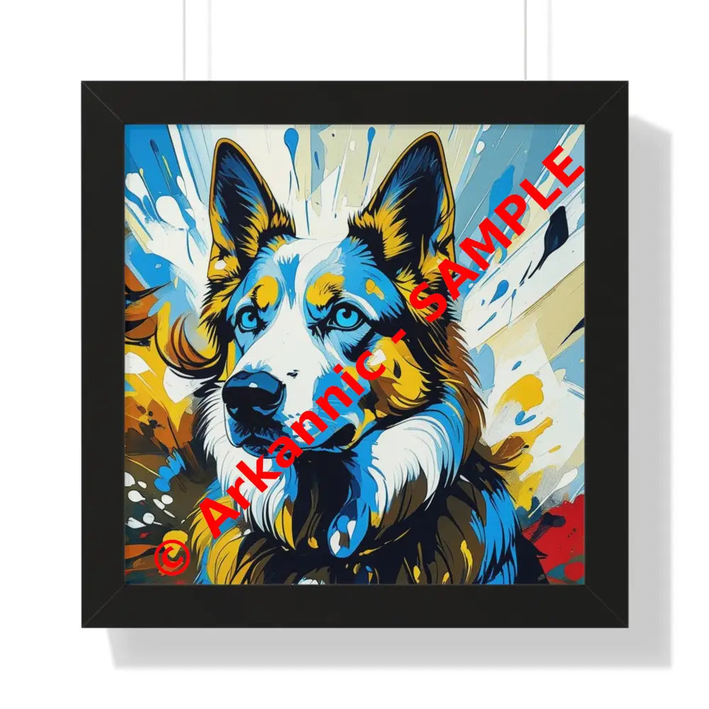Vibrant Dog Portrait Art Print Framed Dog Poster Animal Lover Wall Decor Gift for Pet Owners Home Gallery Artwork 16″ x