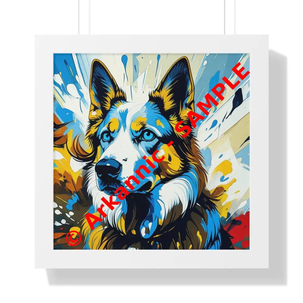 Vibrant Dog Portrait Art Print Framed Dog Poster Animal Lover Wall Decor Gift for Pet Owners Home Gallery Artwork 16″ x