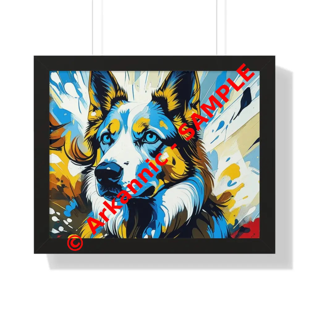 Vibrant Dog Portrait Art Print Framed Dog Poster Animal Lover Wall Decor Gift for Pet Owners Home Gallery Artwork 20’’