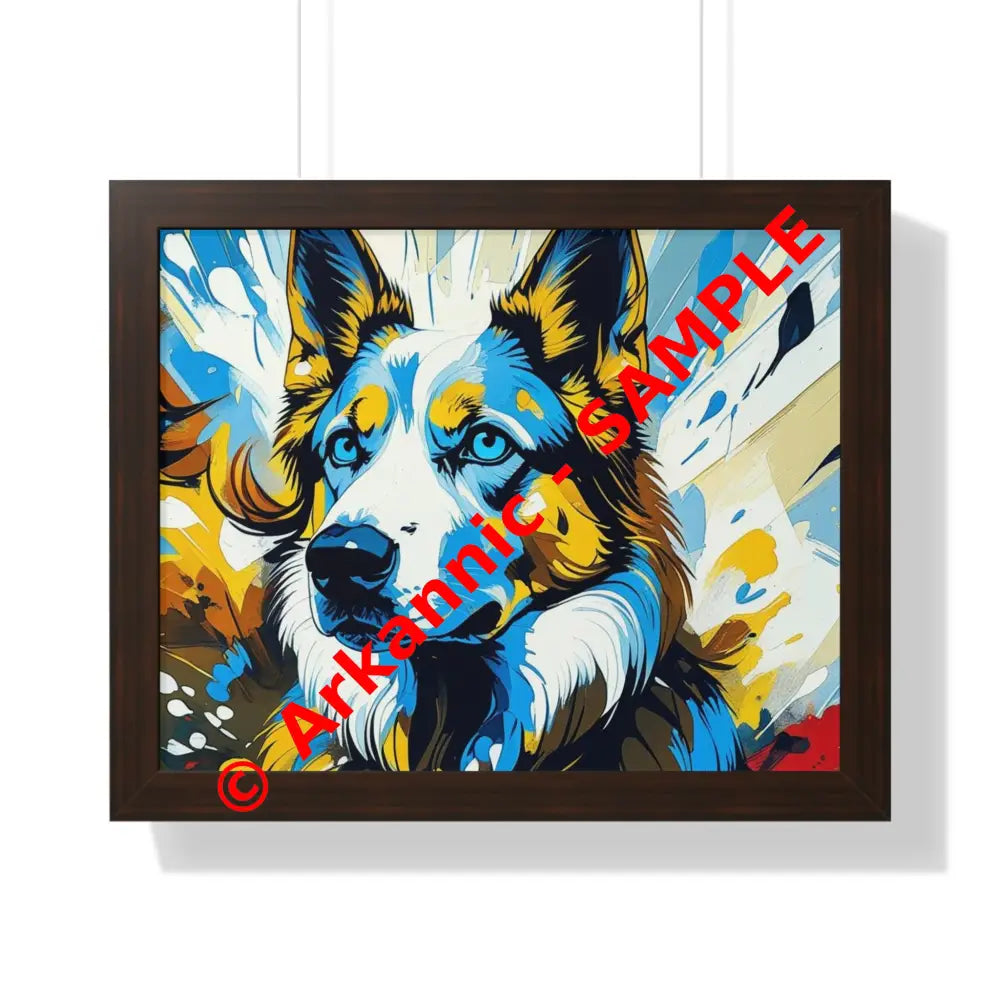 Vibrant Dog Portrait Art Print Framed Dog Poster Animal Lover Wall Decor Gift for Pet Owners Home Gallery Artwork 20’’