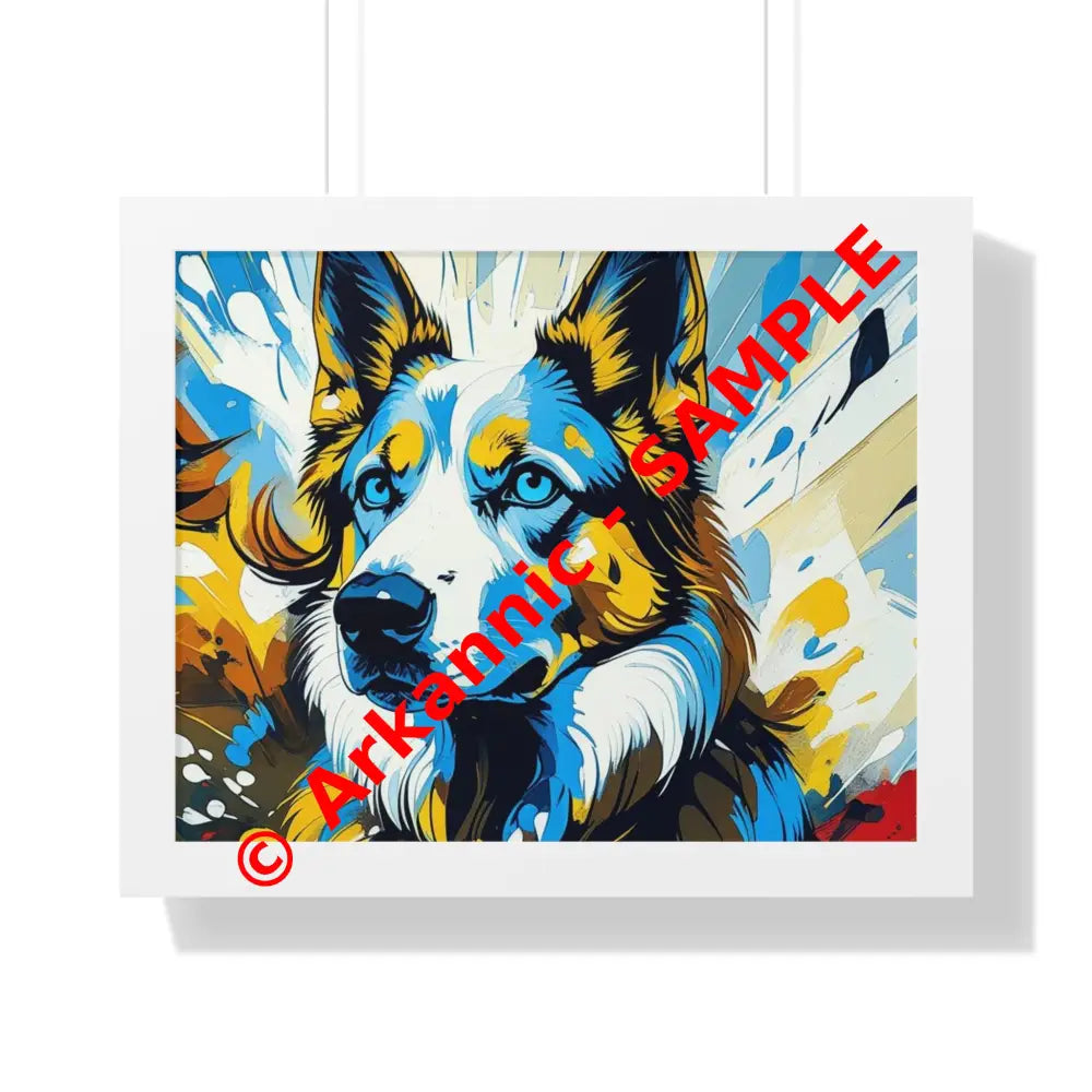 Vibrant Dog Portrait Art Print Framed Dog Poster Animal Lover Wall Decor Gift for Pet Owners Home Gallery Artwork 20’’