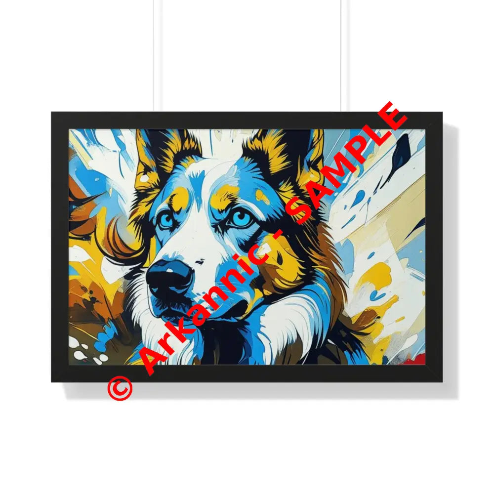 Vibrant Dog Portrait Art Print Framed Dog Poster Animal Lover Wall Decor Gift for Pet Owners Home Gallery Artwork 30’’