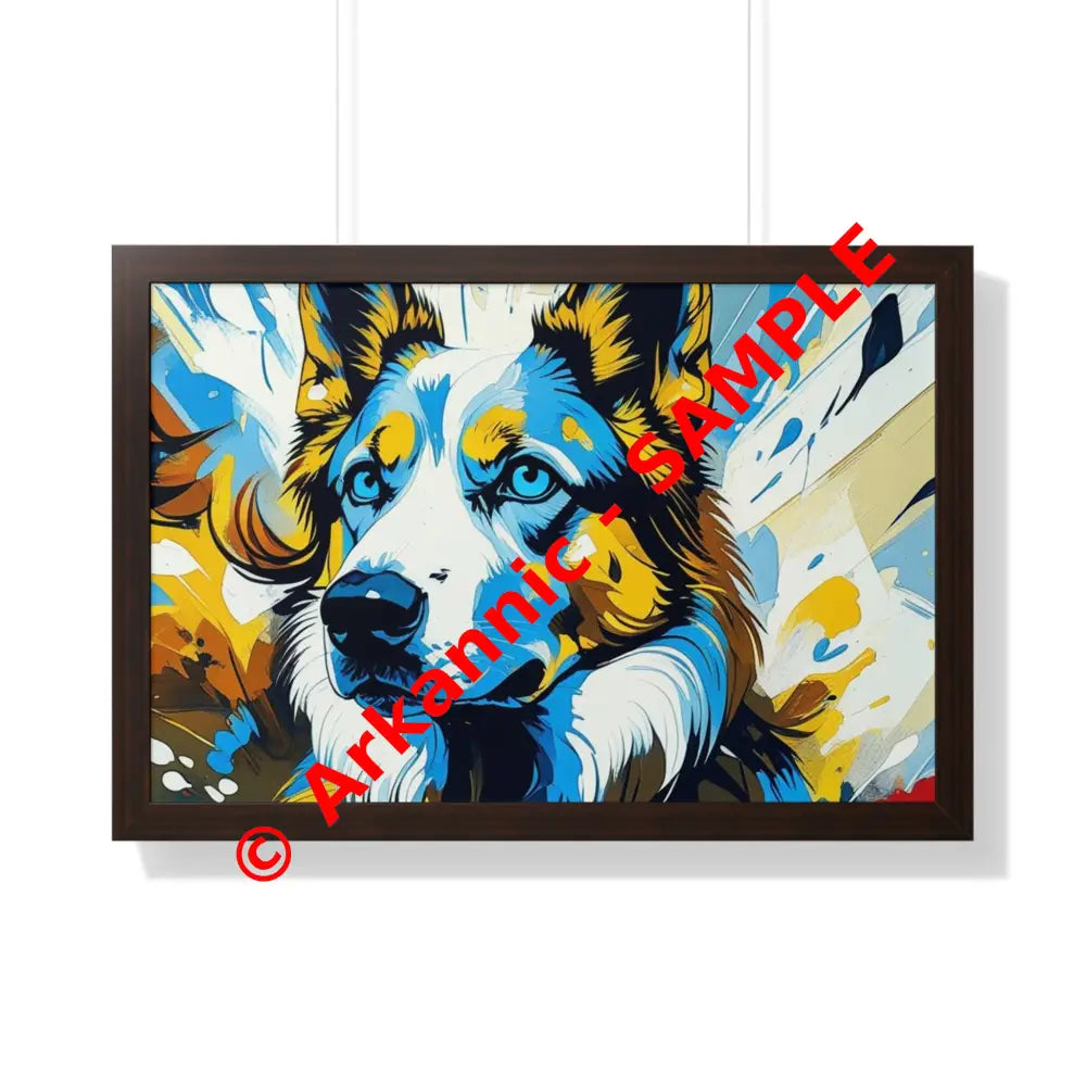 Vibrant Dog Portrait Art Print Framed Dog Poster Animal Lover Wall Decor Gift for Pet Owners Home Gallery Artwork 30’’