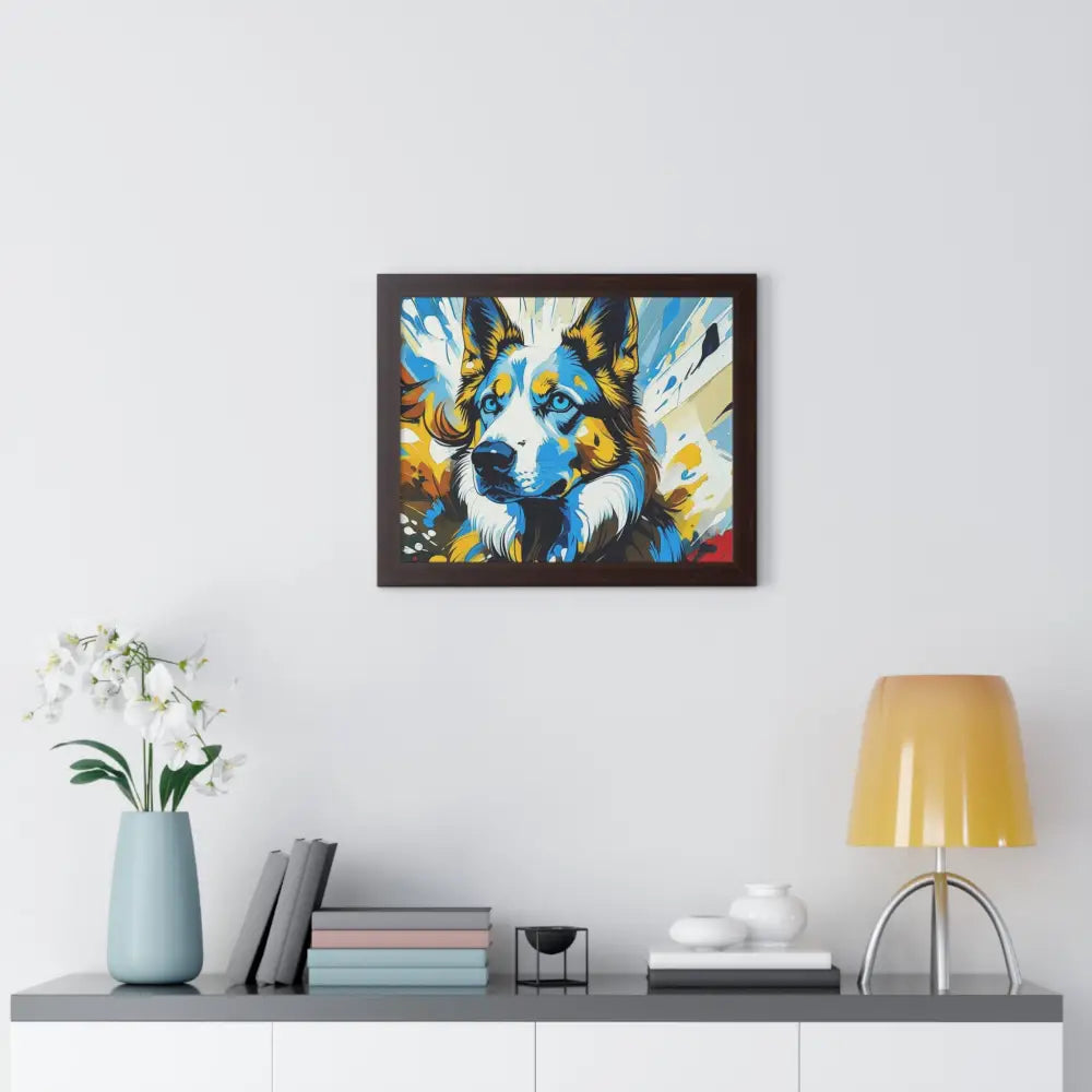 Vibrant Dog Portrait Art Print Framed Dog Poster Animal Lover Wall Decor Gift for Pet Owners Home Gallery Artwork Poster
