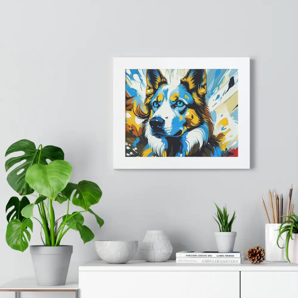 Vibrant Dog Portrait Art Print Framed Dog Poster Animal Lover Wall Decor Gift for Pet Owners Home Gallery Artwork Poster