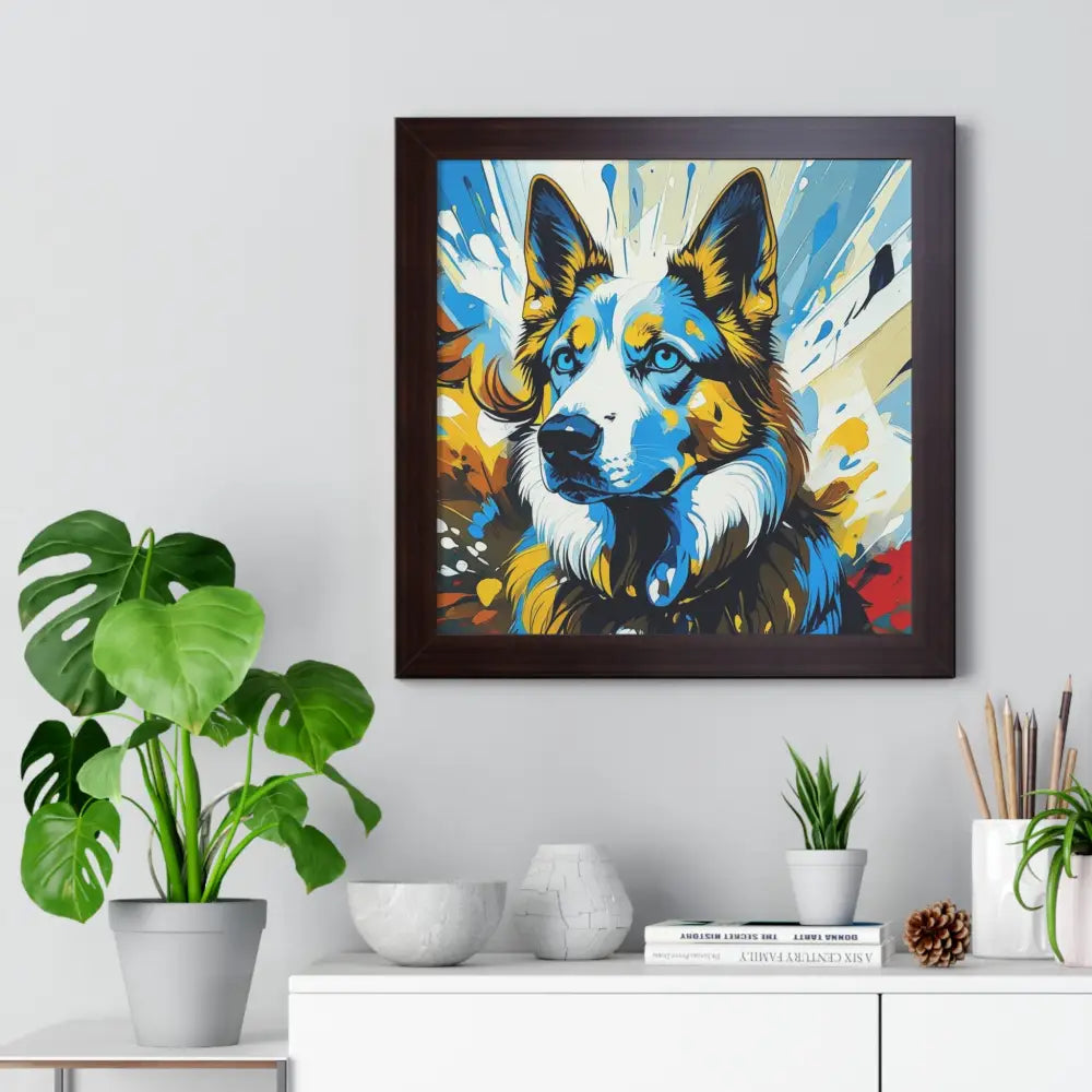 Vibrant Dog Portrait Art Print Framed Dog Poster Animal Lover Wall Decor Gift for Pet Owners Home Gallery Artwork Poster