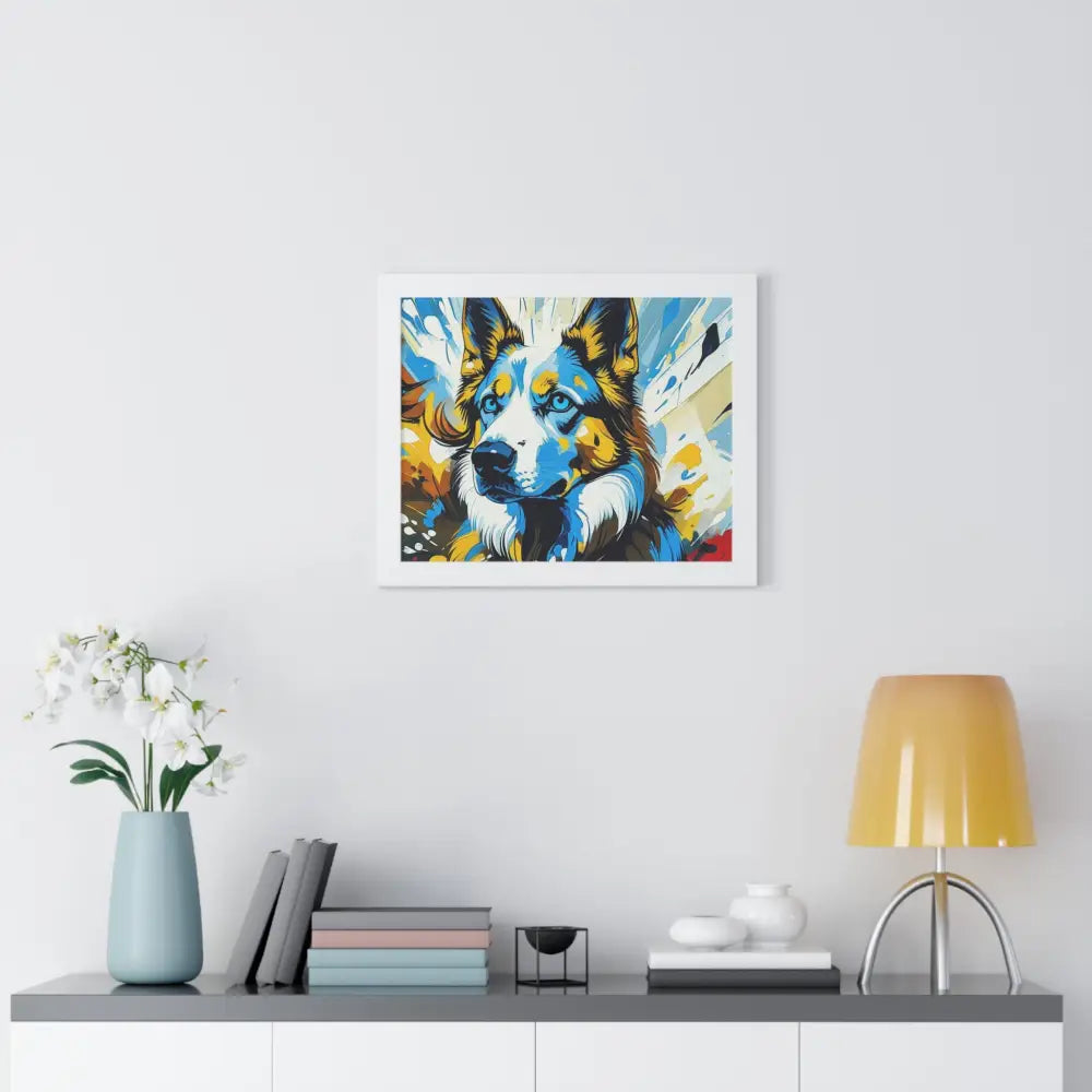 Vibrant Dog Portrait Art Print Framed Dog Poster Animal Lover Wall Decor Gift for Pet Owners Home Gallery Artwork Poster
