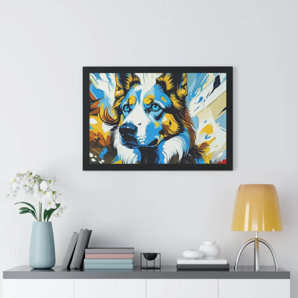 Vibrant Dog Portrait Art Print Framed Dog Poster Animal Lover Wall Decor Gift for Pet Owners Home Gallery Artwork Poster